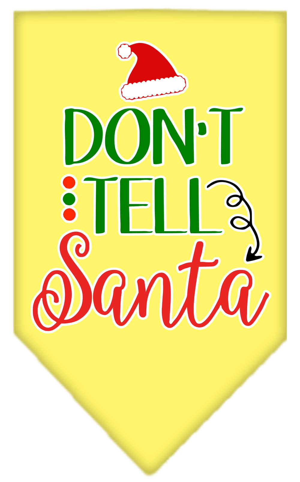 Don't Tell Santa Screen Print Bandana Yellow Large